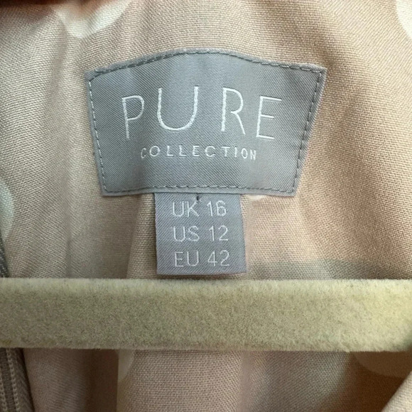 Pure Collection | 100% Silk Cream White Polka Dot Dress Size 12 Pinup Rockabilly - Picture 8 of 11